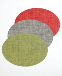 Offering a scaled down version of the original square pattern, the Mini Basketweave oval placemat features a subtler texture but the same modern look and unparalleled durability as the classic Chilewich Basketweave mats. Offering a scaled down version of the original square pattern, the Mini Basketweave oval placemat features a subtler texture but the same modern look and unparalleled durability as the classic Chilewich Basketweave mats.