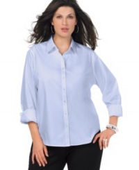 Plus size fashion from Jones New York Signature. For a professional look, this classic cotton shirt is a true basic you'll want to add to your collection of plus size clothes. Plus size fashion from Jones New York Signature. For a professional look, this classic cotton shirt is a true basic you'll want to add to your collection of plus size clothes.