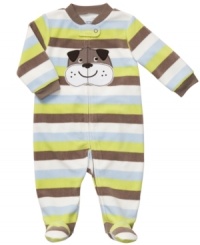 What a face! He'll be as adorable as the cute critter on his outfit in this sweet footed coverall from Carter's. What a face! He'll be as adorable as the cute critter on his outfit in this sweet footed coverall from Carter's.
