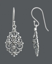 The epitome of cool elegance. These Genevieve & Grace earrings will be the talk of the town with an intricate filigree design dusted with glittering marcasite. Crafted in sterling silver. Approximate drop: 1-1/2 inches. The epitome of cool elegance. These Genevieve & Grace earrings will be the talk of the town with an intricate filigree design dusted with glittering marcasite. Crafted in sterling silver. Approximate drop: 1-1/2 inches.