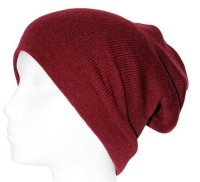 Ribbed Beanie Hat Slouch Style Skull Cap Ski Hat Burgundy Ribbed Beanie Hat Slouch Style Skull Cap Ski Hat Burgundy