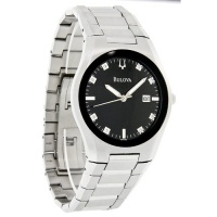 Bulova Men's 96D104 Black Dial 8 Diamonds Bracelet Watch Bulova Men's 96D104 Black Dial 8 Diamonds Bracelet Watch