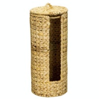 Household Essentials Banana Leaf Toilet Paper Holder with Lid, Natural Household Essentials Banana Leaf Toilet Paper Holder with Lid, Natural