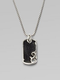 Unique texture and stunning design in sterling silver with a rayskin-textured leather inlay. Pendant, about 2 long Chain, about 20 long Imported