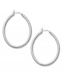 Style perfection. Touch of Silver's oval-shaped hoops are crafted in silver-plated brass with a sterling silver click backing. Approximate diameter: 1-1/3 inches.