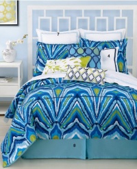 Trina Turk 3-Piece Peacock Comforter Set, Queen, Blue