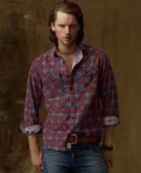A faded flannel with a vintage-inspired plaid pattern is the perfect addition to your arsenal of casual staples. A faded flannel with a vintage-inspired plaid pattern is the perfect addition to your arsenal of casual staples.
