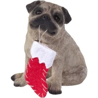 Sandicast Fawn Pug with Stocking Christmas Ornament Sandicast Fawn Pug with Stocking Christmas Ornament