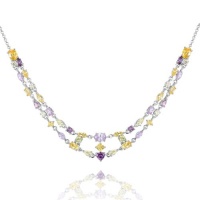 Sterling Silver and Multi-Colored Cubic Zirconia Kaleidoscope Necklace Sterling Silver and Multi-Colored Cubic Zirconia Kaleidoscope Necklace