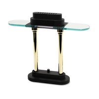 LEDU CORPORATION Halogen Desk Lamp, 15-Inch, Black/Brass Poles