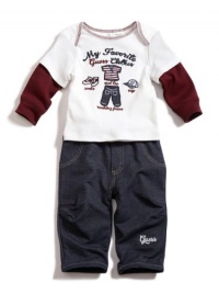 GUESS Tee and Pants Set, WHITE (6/9M) GUESS Tee and Pants Set, WHITE (6/9M)