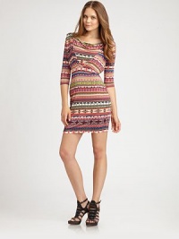 Designed to show off curves, this three-quarter sleeve dress with a lively print is a must-have this season.Feminine necklineThree-quarter sleevesBody-conscious fitPull-on styleAbout 21 from natural waist90% viscose/10% elastaneDry cleanImported Model shown is 5'9 (175cm) wearing US size Small. Designed to show off curves, this three-quarter sleeve dress with a lively print is a must-have this season.Feminine necklineThree-quarter sleevesBody-conscious fitPull-on styleAbout 21 from natural waist90% viscose/10% elastaneDry cleanImported Model shown is 5'9 (175cm) wearing US size Small.