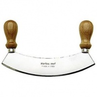 Stainless Steel Mezzaluna with Wood Handles, 10 Inch Stainless Steel Mezzaluna with Wood Handles, 10 Inch