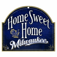 MLB Milwaukee Brewers 11-by-9 Wood Home Sweet Home Sign MLB Milwaukee Brewers 11-by-9 Wood Home Sweet Home Sign