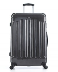 Protection that plans ahead. A smart carbon metallic finish on the polycarbonate hardside exterior sets the tone for traveling in ease, gracefully maneuvering on four multi-directional spinner wheels that follow your lead wherever you go. A fully-lined interior offers all of the organizational features you need to stay on track, like compression flaps, mesh zipper pockets and an internal divider. 10-year limited warranty. Protection that plans ahead. A smart carbon metallic finish on the polycarbonate hardside exterior sets the tone for traveling in ease, gracefully maneuvering on four multi-directional spinner wheels that follow your lead wherever you go. A fully-lined interior offers all of the organizational features you need to stay on track, like compression flaps, mesh zipper pockets and an internal divider. 10-year limited warranty.