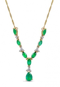Effy Jewlery 14K Yellow Gold Emerald and Diamond Necklace, 2.2 TCW
