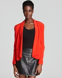 A fiery Rebecca Minkoff blazer flaunts a pointed hem for a modern topping to downtown staples. Rendered in luxurious, lightweight silk, the bold look lends instant cool to your every day. A fiery Rebecca Minkoff blazer flaunts a pointed hem for a modern topping to downtown staples. Rendered in luxurious, lightweight silk, the bold look lends instant cool to your every day.