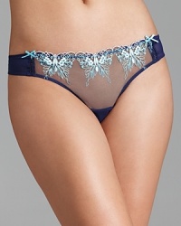 A solid mesh thong with butterfly embroidery all over, a playful style from Betsey Johnson. A solid mesh thong with butterfly embroidery all over, a playful style from Betsey Johnson.