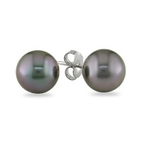 14K White Gold 9-10mm Black Tahitian Pearl Earrings 14K White Gold 9-10mm Black Tahitian Pearl Earrings