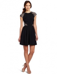 erin Erin Fetherston Women's Fit and Flare Dress with Lace, Black, 6 erin Erin Fetherston Women's Fit and Flare Dress with Lace, Black, 6