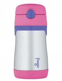 Thermos Foogo Phases Leak Proof Stainless Steel Straw Bottle, Pink/Purple, 10 Ounce