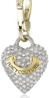 Juicy Couture Charms Gold-Tone Puffed Pave Heart Charm Juicy Couture Charms Gold-Tone Puffed Pave Heart Charm