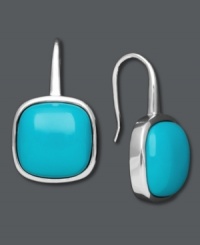 Smooth out the edges. Square-shaped turquoise stones (13 mm) make a vivid statement in these polished sterling silver earrings. Approximate drop: 1/2 inch x 1/2 inch.