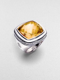 From the Albion Collection. Radiantly faceted citrine glows within a smooth setting and band of sterling silver with rich rope-textured detailing. Citrine Sterling silver About 1 square Imported