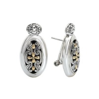 925 Silver Oval Filigree Swirl Earrings with 18k Gold Accents 925 Silver Oval Filigree Swirl Earrings with 18k Gold Accents