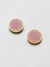 Simply chic logo design with glossy enamel accents. EnamelGoldtone brassSize, about .2Bolt clutch backImported Simply chic logo design with glossy enamel accents. EnamelGoldtone brassSize, about .2Bolt clutch backImported