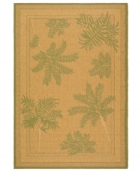 One with nature. This flat-weave indoor/outdoor area rug from Safavieh comes alive with a green fern frond motif that adds a lush, leafy allure to the rich, golden ground. One with nature. This flat-weave indoor/outdoor area rug from Safavieh comes alive with a green fern frond motif that adds a lush, leafy allure to the rich, golden ground.