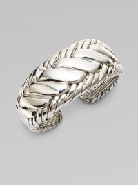 From the Classic Chain Collection. A bold and beautiful kick cuff of polished sterling silver in a striking herringbone pattern.Sterling silverDiameter, about 2¼Width, about 1¼HingedMade in Bali From the Classic Chain Collection. A bold and beautiful kick cuff of polished sterling silver in a striking herringbone pattern.Sterling silverDiameter, about 2¼Width, about 1¼HingedMade in Bali