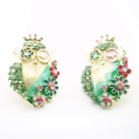 DaisyJewel Golden and Grass Green Owl Earrings: Springtime Steampunk Flower Bouquet in Full Bloom - Skin-Safe - Betsey Johnson Style Inspired - Pearlized Cool Spring & Summer Colors Compliment Each Other in Swirly Enamel and Crystal Encrusted Flowers - SH DaisyJewel Golden and Grass Green Owl Earrings: Springtime Steampunk Flower Bouquet in Full Bloom - Skin-Safe - Betsey Johnson Style Inspired - Pearlized Cool Spring & Summer Colors Compliment Each Other in Swirly Enamel and Crystal Encrusted Flowers - SH