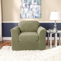 Sure Fit Stretch Squares 2-Piece Chair Slipcover, Fern Sure Fit Stretch Squares 2-Piece Chair Slipcover, Fern
