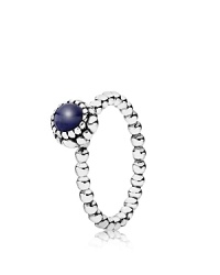 This birthstone ring features a beaded silver band with a polished lapis solitaire. Perfect worn on its own or stacked with other PANDORA pieces. This birthstone ring features a beaded silver band with a polished lapis solitaire. Perfect worn on its own or stacked with other PANDORA pieces.