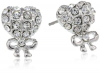 Betsey Johnson Crystal Rhodium Crystal Heart and Bow Stud Earrings Betsey Johnson Crystal Rhodium Crystal Heart and Bow Stud Earrings