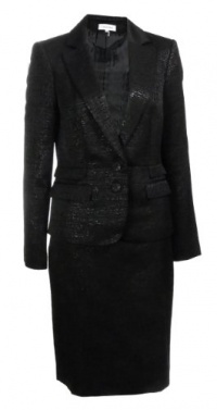 Calvin Klein Women's Jacquard Skirt Suit Black (8) [Apparel]