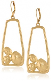 T Tahari Essentials Hammered Gold Floating Discs Drop Earrings