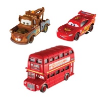 Cars 2 Collector Double Decker Bus, Mater, and Lightning McQueen Vehicle 3-Pack Cars 2 Collector Double Decker Bus, Mater, and Lightning McQueen Vehicle 3-Pack