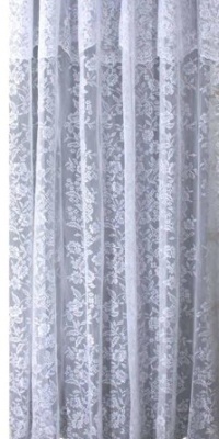 Ricardo Romance Lace Ivory Lace Fabric Shower Curtain with attached valance is 70-inch wide x 72- inch long Ricardo Romance Lace Ivory Lace Fabric Shower Curtain with attached valance is 70-inch wide x 72- inch long