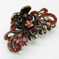 Red Crystal Bronze Metal Alloy flower / butterfly hair claws & clips Red Crystal Bronze Metal Alloy flower / butterfly hair claws & clips