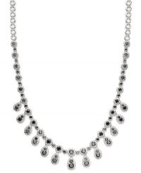 Bold drops add drama to your look. This standout pendant features pear and round-cut black diamonds (6 ct. t.w) set in sterling silver. Approximate length: 18 inches. Approximate drop: 1/2 inch. Bold drops add drama to your look. This standout pendant features pear and round-cut black diamonds (6 ct. t.w) set in sterling silver. Approximate length: 18 inches. Approximate drop: 1/2 inch.