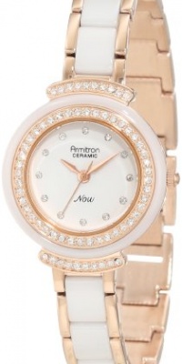 Armitron Women's 75/5038WTRG Swarovski Crystal Accented White Ceramic Link Rosegold-Tone Bracelet Watch Armitron Women's 75/5038WTRG Swarovski Crystal Accented White Ceramic Link Rosegold-Tone Bracelet Watch