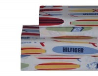 Tommy Hilfiger Pillow Case and Print Sheet Set, Queen, Surfs Up Blue