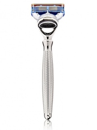 Fusion Chrome Collection combines advanced technologies to achieve the ultimate shaving experience. Perfectly balanced and weighted to feel like a natural extension of your hand, maximizing stability and control. Five power glide blades are spaced closer together to help reduce friction, with less irritation and more comfort. On the back a precision trimmer blade allows you to trim sideburns easily, shave under the nose and shape facial hair. Fusion Chrome Collection combines advanced technologies to achieve the ultimate shaving experience. Perfectly balanced and weighted to feel like a natural extension of your hand, maximizing stability and control. Five power glide blades are spaced closer together to help reduce friction, with less irritation and more comfort. On the back a precision trimmer blade allows you to trim sideburns easily, shave under the nose and shape facial hair.