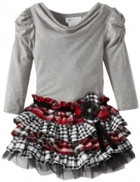 Bonnie Jean Girls 7-16 Knit To Plaid Tiered Dress, Grey, 8 Bonnie Jean Girls 7-16 Knit To Plaid Tiered Dress, Grey, 8