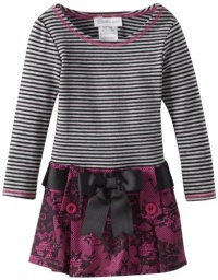 Bonnie Jean Girls 7-16 Mixed Print Dress with Satin Ribbon Belt, Magenta, 14 Bonnie Jean Girls 7-16 Mixed Print Dress with Satin Ribbon Belt, Magenta, 14