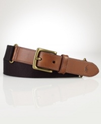 A classic webbed cotton belt is enriched with leather details for a preppy heritage look.