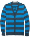 Sean John Mens Cardigan Sweater XXX-Large 3XL Big and Tall Blue Gray Stripes