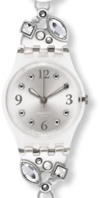 Swatch Menthol Tone White Grey Stainless Steel with Rhinstones Ladies Watch LK321G Swatch Menthol Tone White Grey Stainless Steel with Rhinstones Ladies Watch LK321G